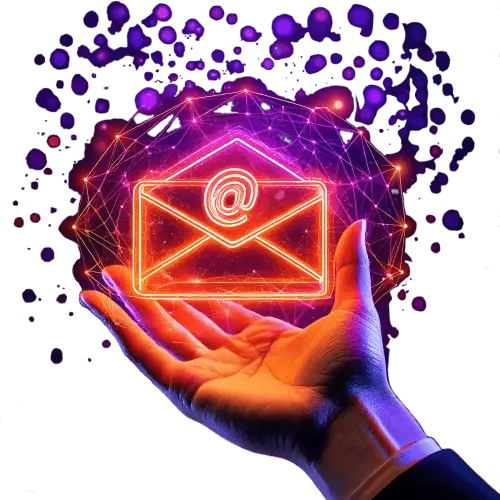 Graphic image of a hand holding an envelope email service